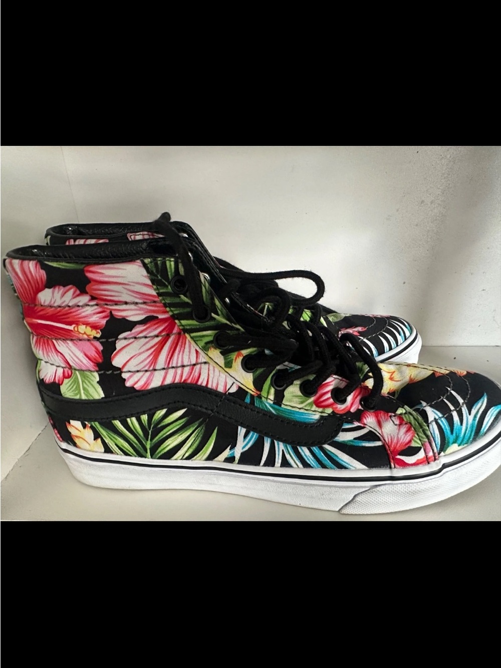 Vans sk8 skate tropical Hawaiian hibiscus high top men size 6 women size 7.5